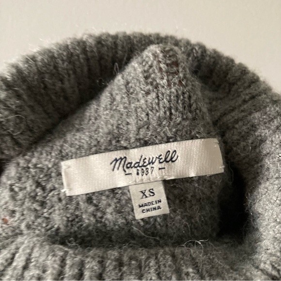Madewell Merino Wool Blend Mock Neck Sweater GRAY X SMALL‎ - Picture 3 of 6